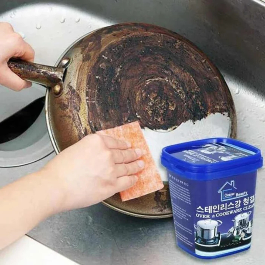 Stainless Steel Cookware & Oven Cleaner Paste | Heavy-Duty Grease & Burnt Stain Remover