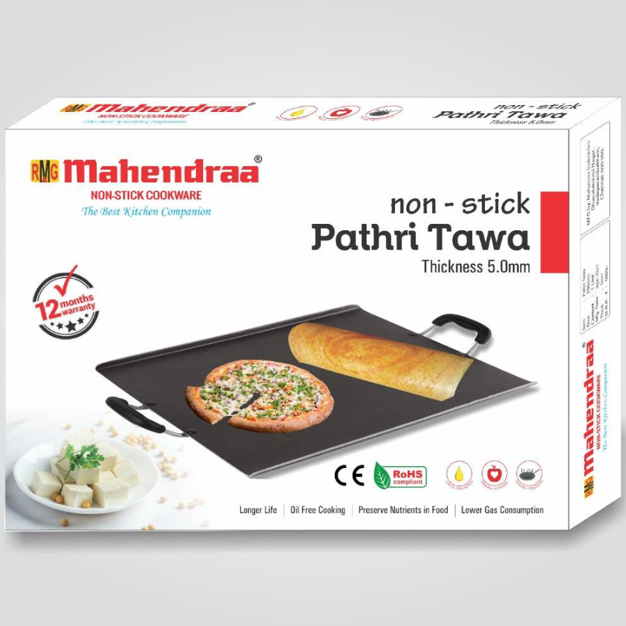 Mahendraa Non-Stick Pathri Tawa 5.0mm – Heavy Duty Flat Tawa for Pathri, Dosa & Roti