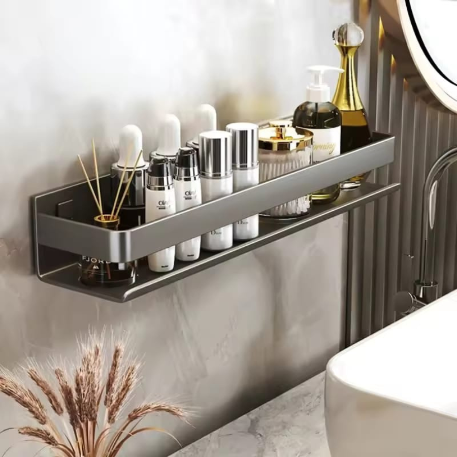 40CM Carbon Steel Wall-Mounted Bathroom Shelf | Rustproof Storage Rack for Toiletries & Skincare
