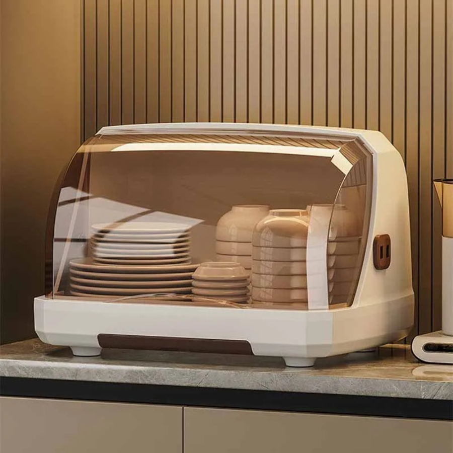 Premium Dustproof Dish Drying Rack with Cover | Large Capacity Kitchen Dish Drainer